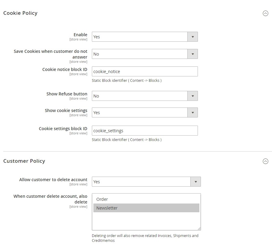 Magento GDPR extension by Metagento