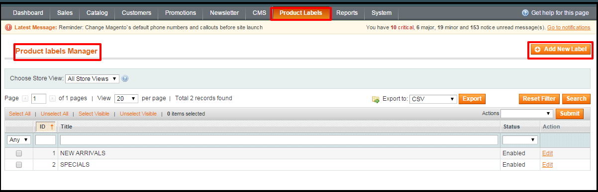 Magento Product Label and Ribbon Stickers Extension