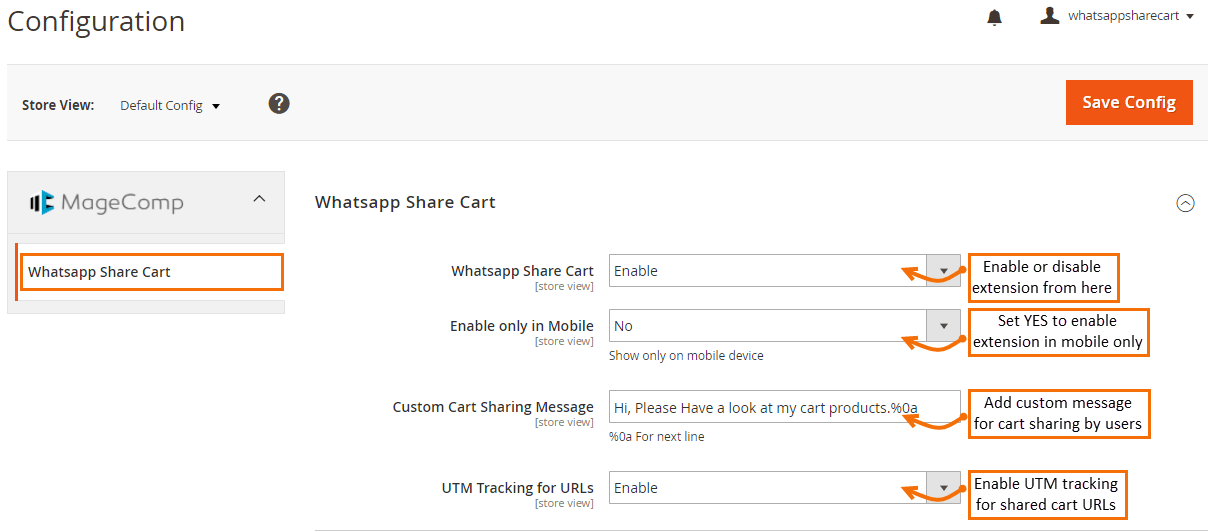 Magento 2 Whatsapp share cart