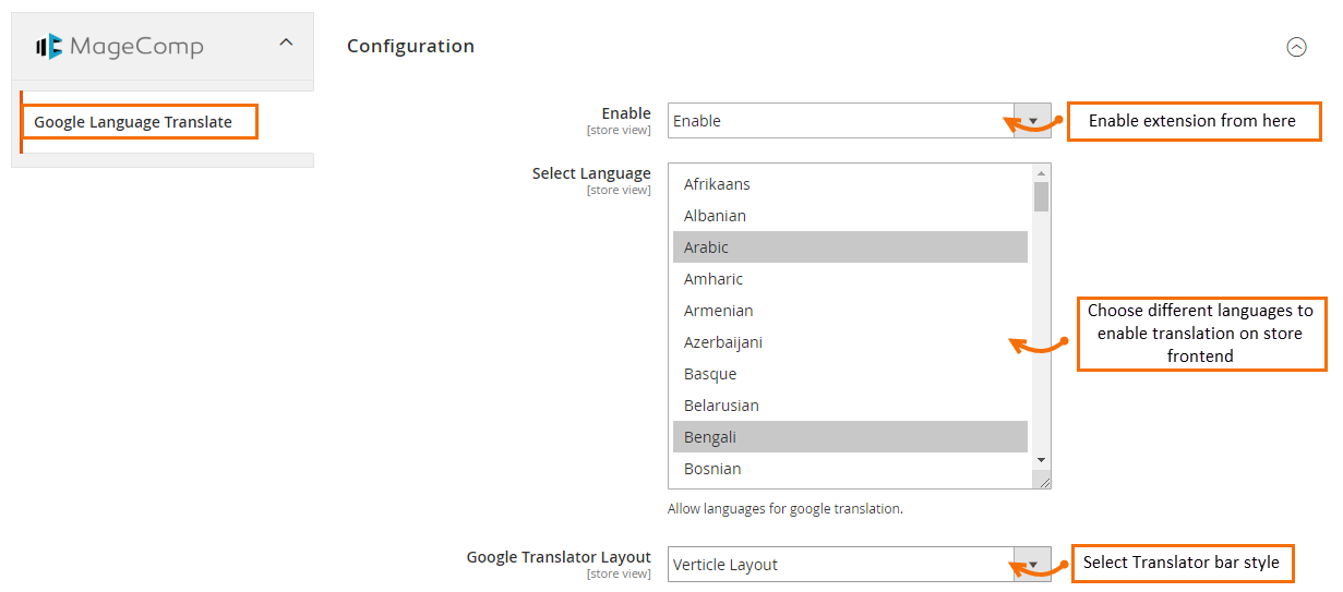 Magento 2 Google Language Translator