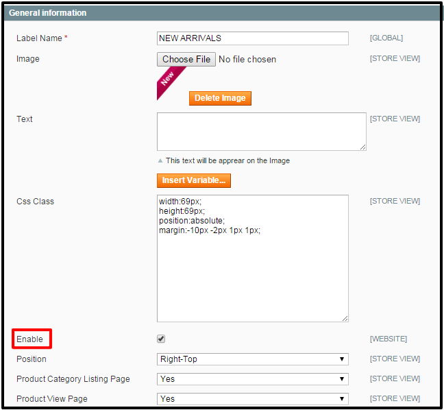 Magento Product Label and Ribbon Stickers Extension