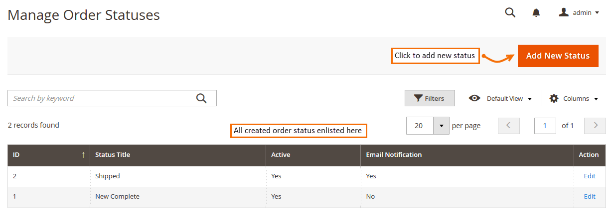 Magento 2 Order Status