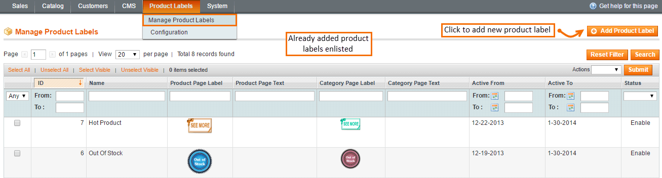 Magento Product Labels 