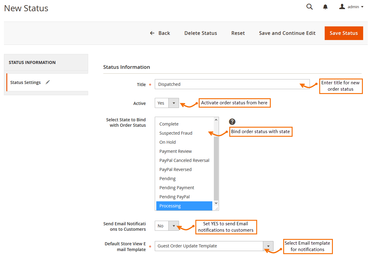 Magento 2 Order Status