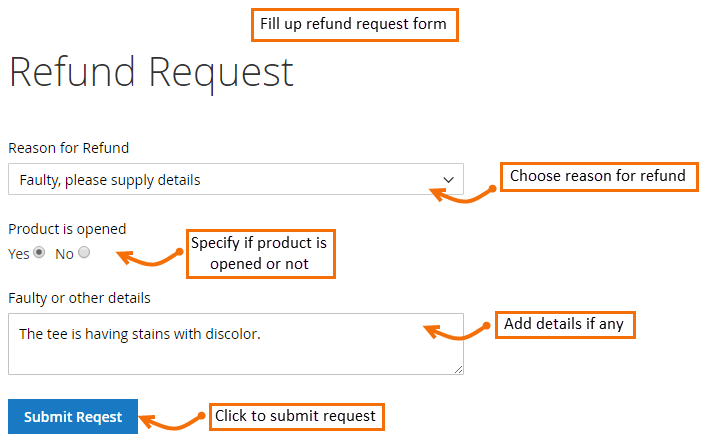 Magento 2 Refund Request