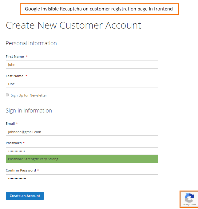 Magento 2 Google Invisible ReCAPTCHA