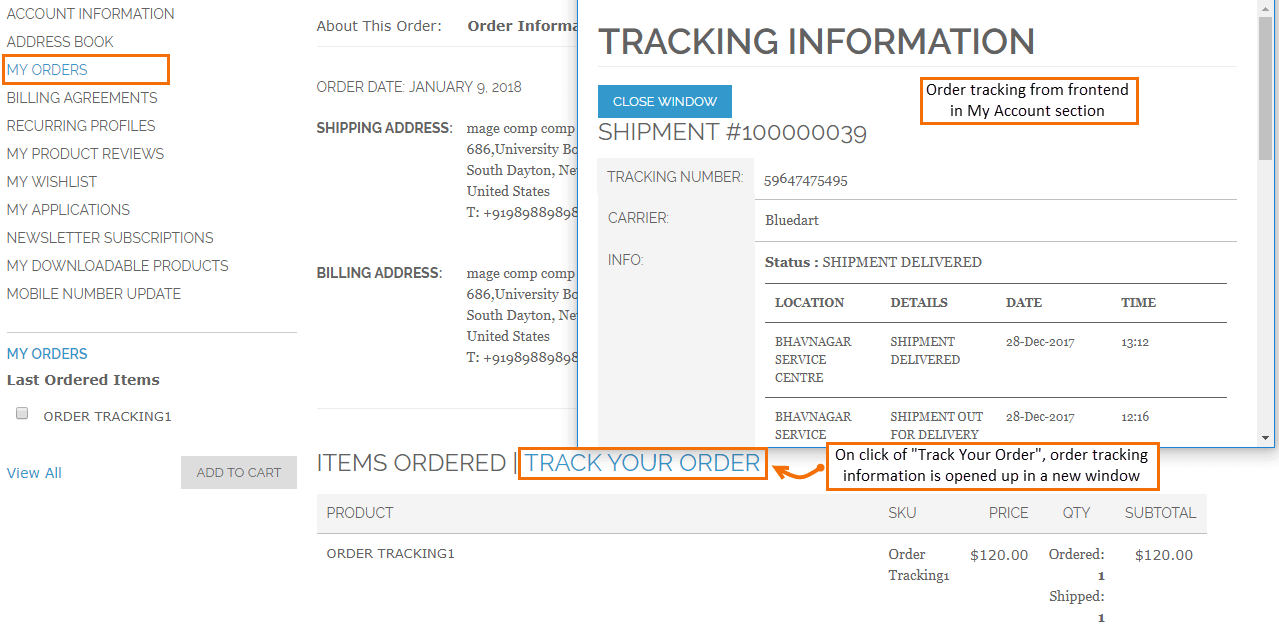 Magento Order Tracking