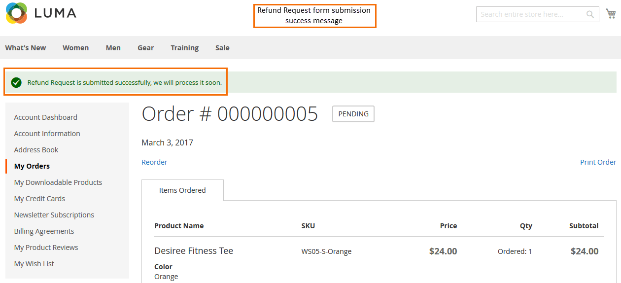 Magento 2 Refund Request