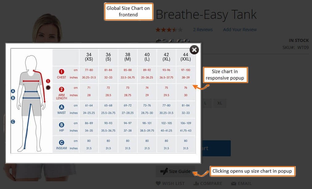 Magento 2 Size Chart 