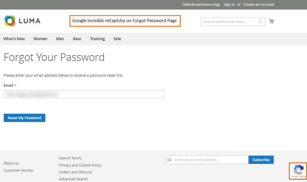 Magento 2 Google Invisible ReCAPTCHA