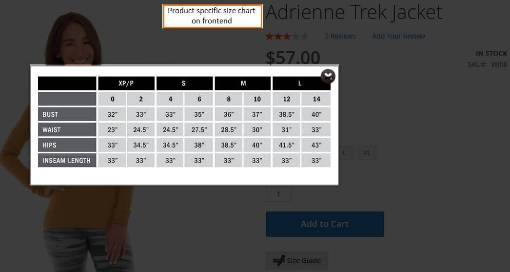 Magento 2 Size Chart 