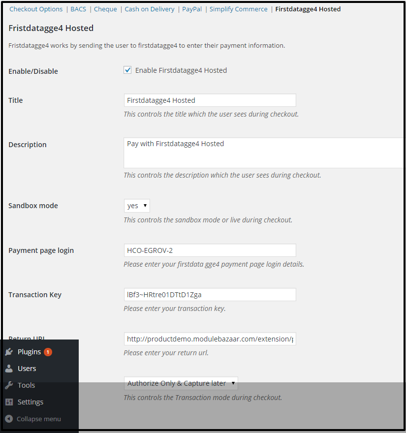 WP Woocommerce Payeezy First Data GGe4 Hosted Solution Module