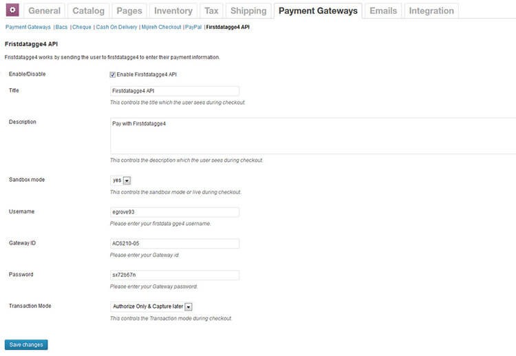 WP Woocommerce Payeezy Firstdata GGe4 payment Module