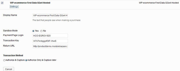 WP eCommerce Payeezy First Data GGe4 Hosted Solution Module