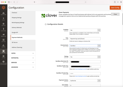 Magento 2 Clover Payment Gateway 