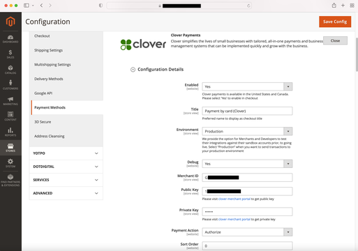 Magento 2 Clover Payment Gateway 