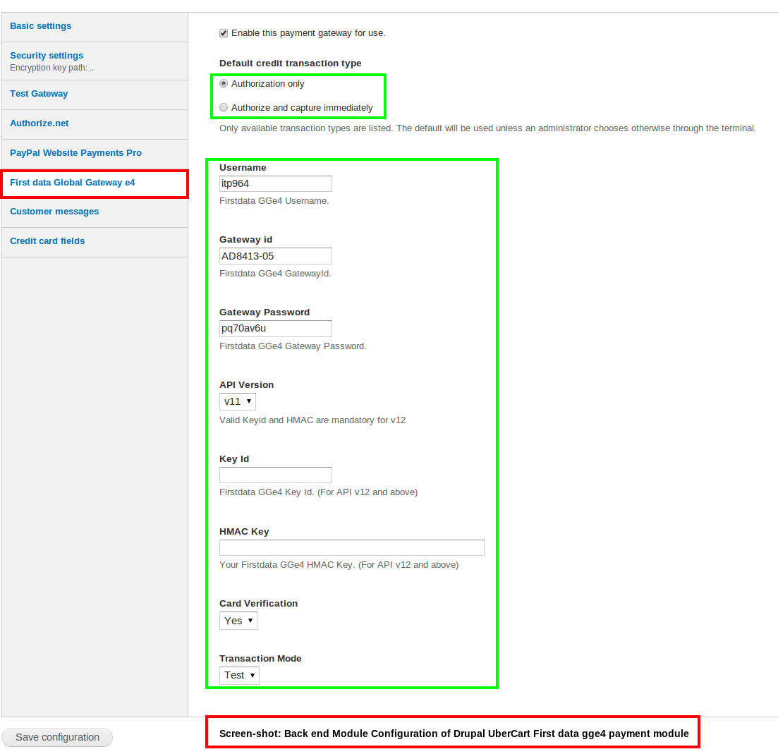 Drupal Ubercart Payeezy First Data GGe4 Payment 