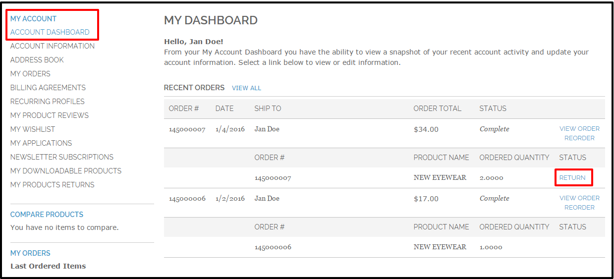 Magento RMA Returns Management