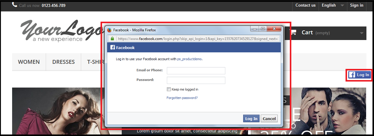 Prestashop Facebook Connect Module