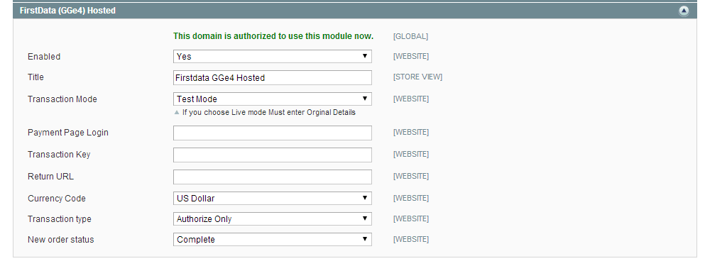 Magento First Data Hosted Extension