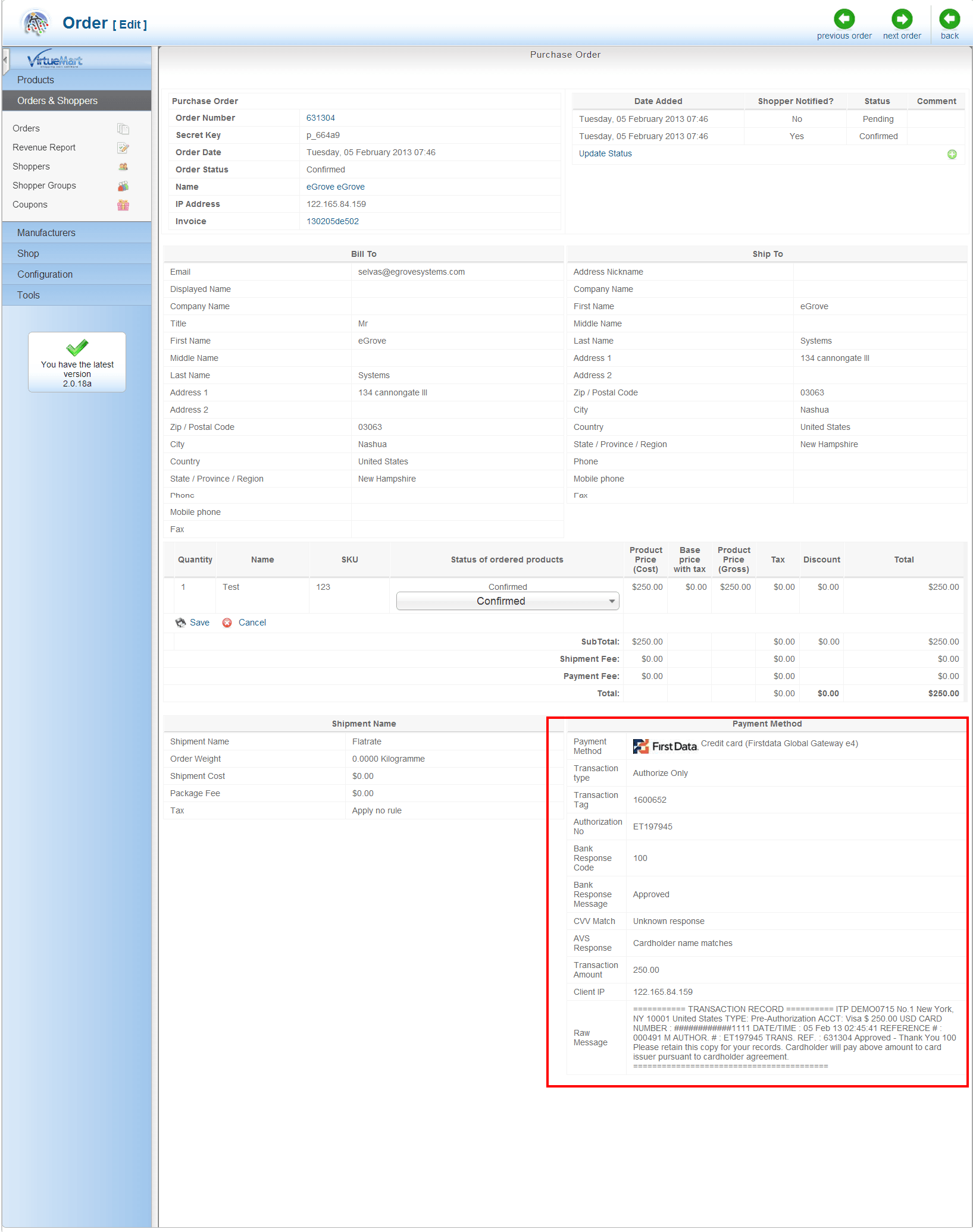 Joomla Virtuemart Payeezy First Data GGe4 Payment