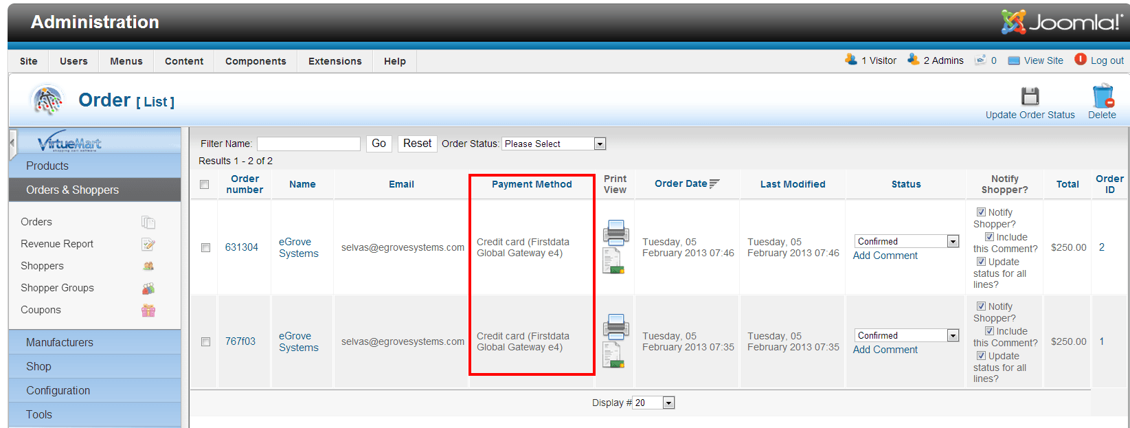 Joomla Virtuemart Payeezy First Data GGe4 Payment