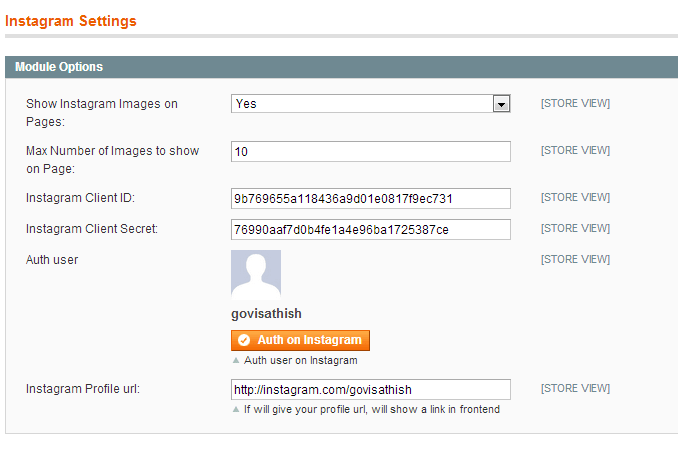 Magento Instagram Module