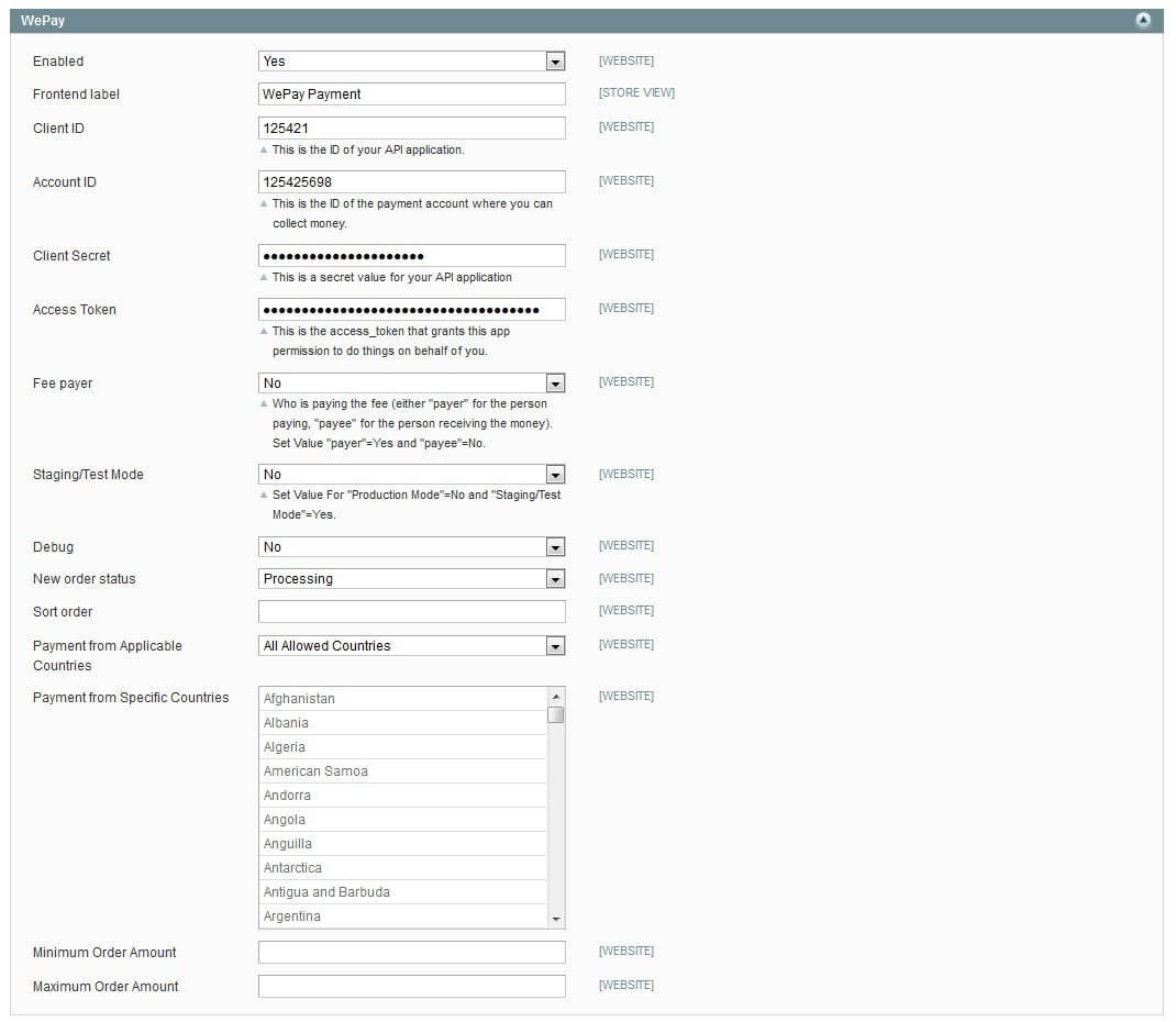 WePay payment gateway