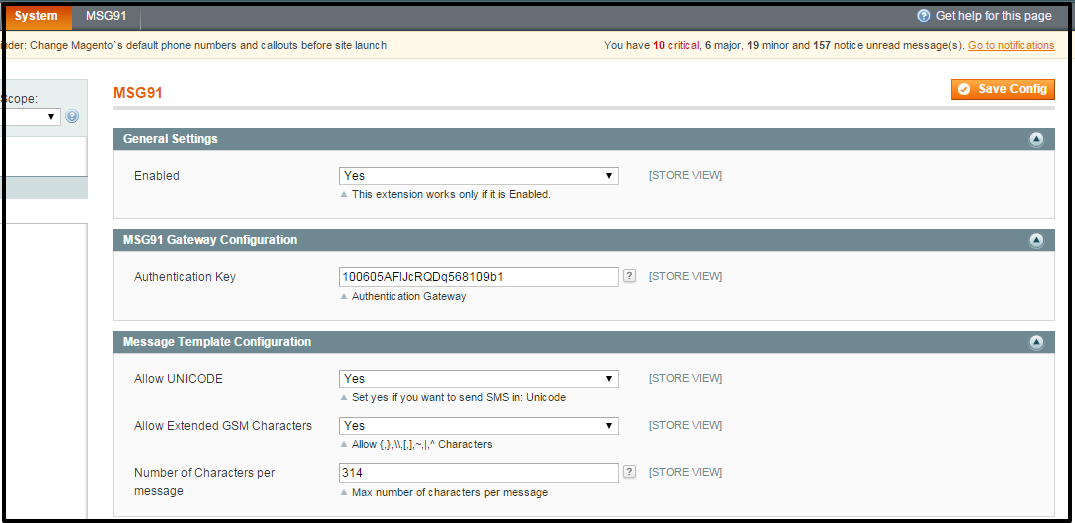 Magento MSG91 SMS Extension
