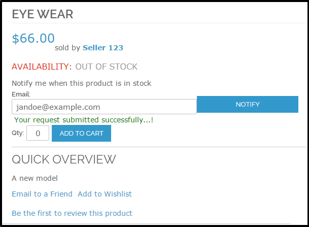 Magento Out of Stock Notification