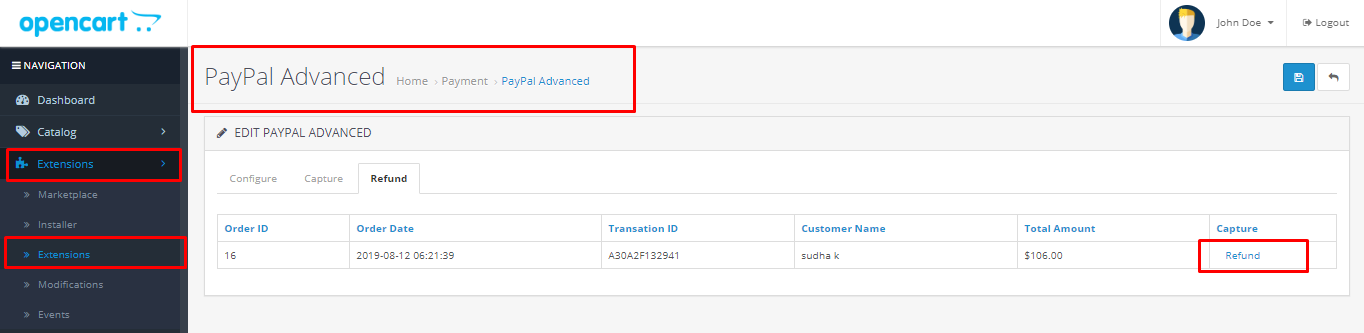 PayPal Payments Advanced Module for OpenCart