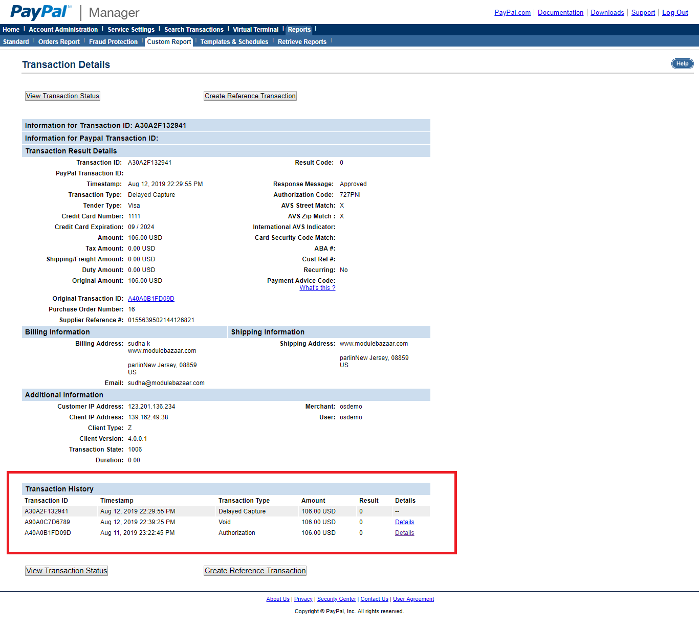 PayPal Payments Advanced Module for OpenCart