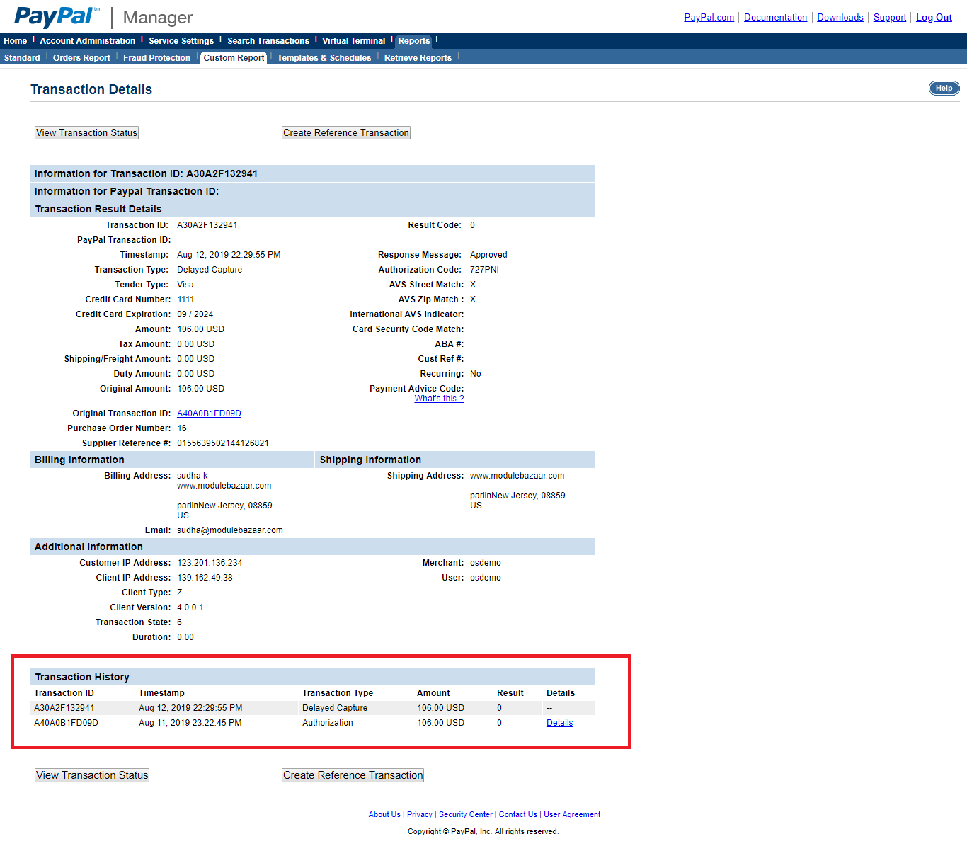 PayPal Payments Advanced Module for OpenCart