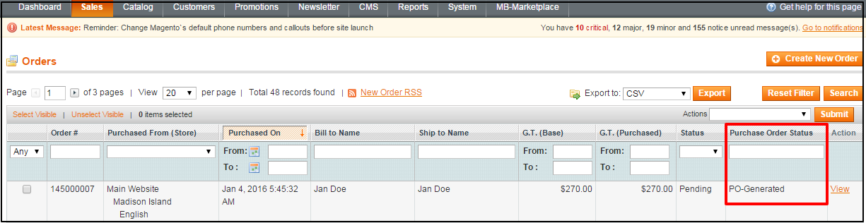Magento Automatic PO Generation