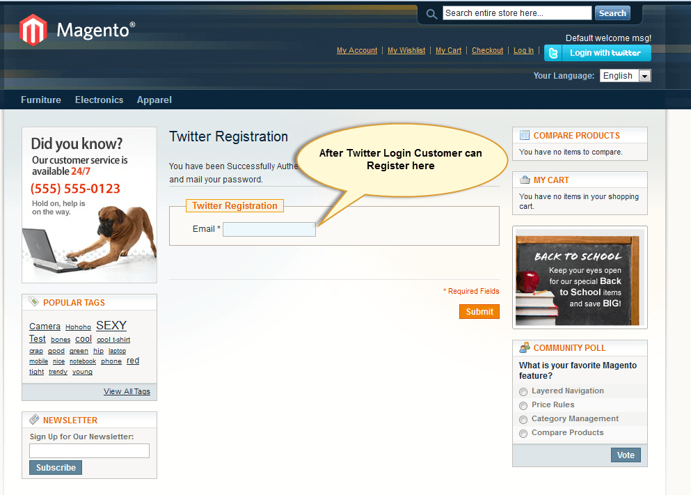 Magento Twitter Login