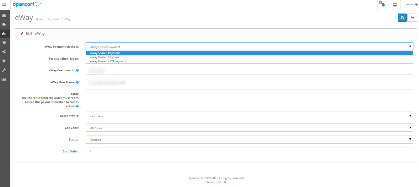 OpenCart eWay Australia Payments Module