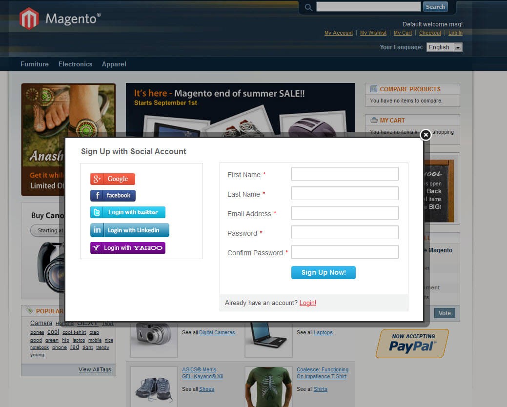 Magento 5 in 1 Social Login