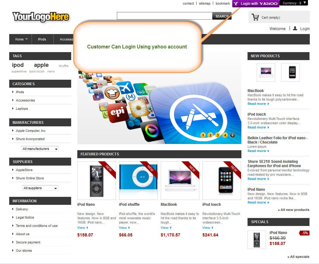 Prestashop Yahoo Login