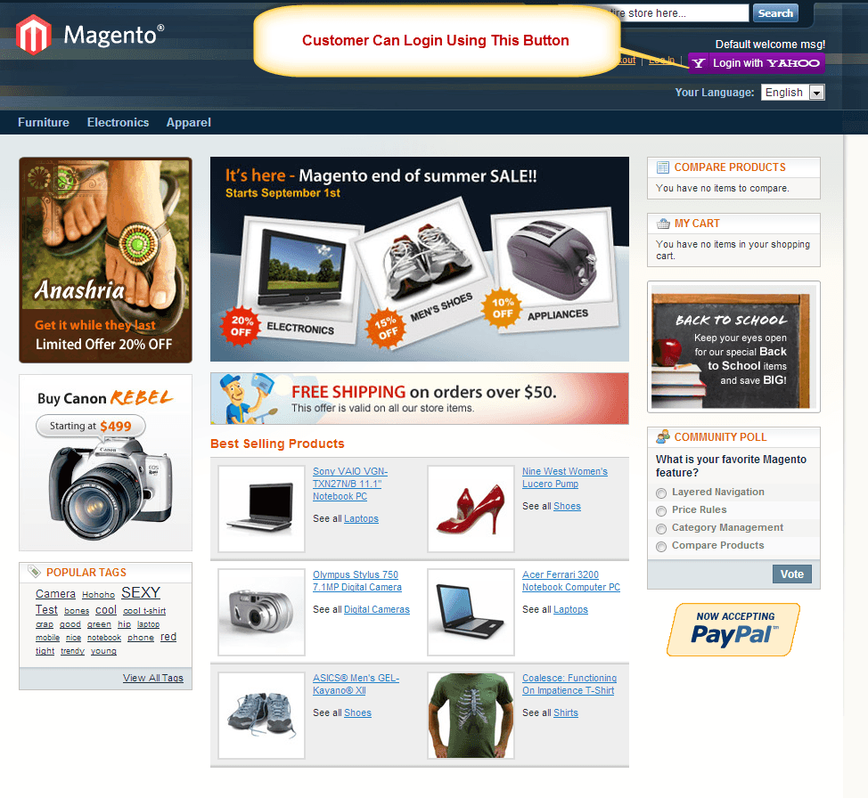 Magento Yahoo Login extension