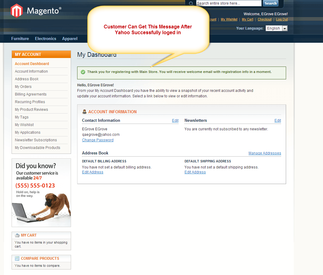 Magento Yahoo Login extension