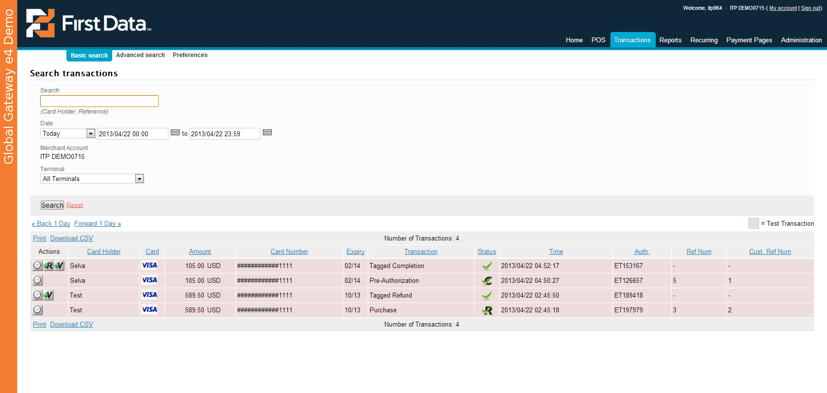 OpenCart Payeezy First Data GGe4 Module