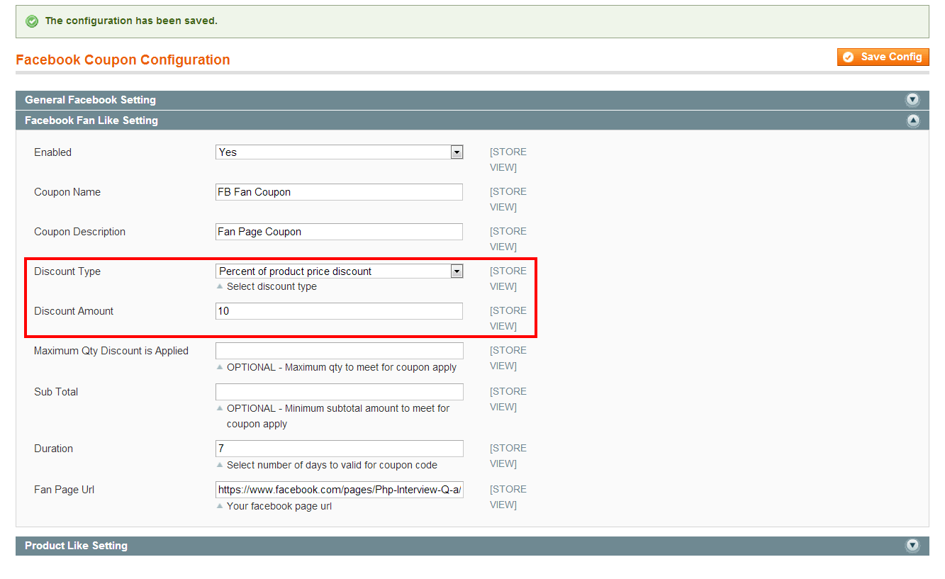 Magento Facebook Coupon