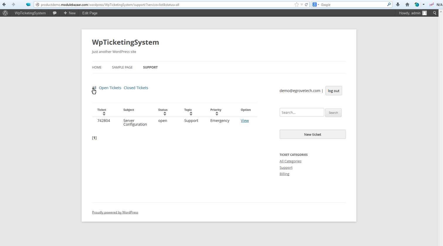 WP Ticketing System 