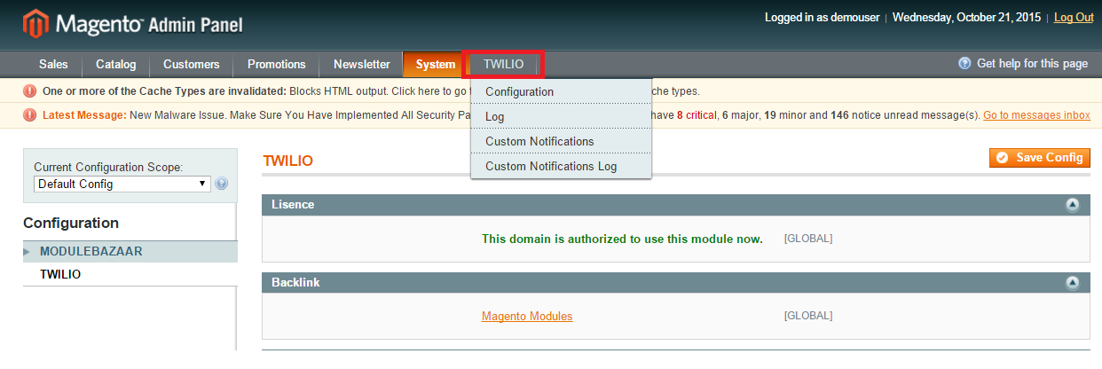 Magento Twilio SMS Notification Extension