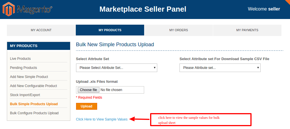 Seller Product Bulk Upload addon